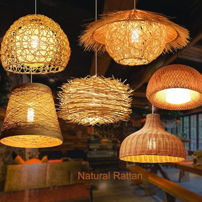 LED Rattan Chandelier Surround The Bird′ S Nest Hut Straw Hat Bamboo Lamp Creative Pastoral Retro Balcony Restaurant Chandelier
