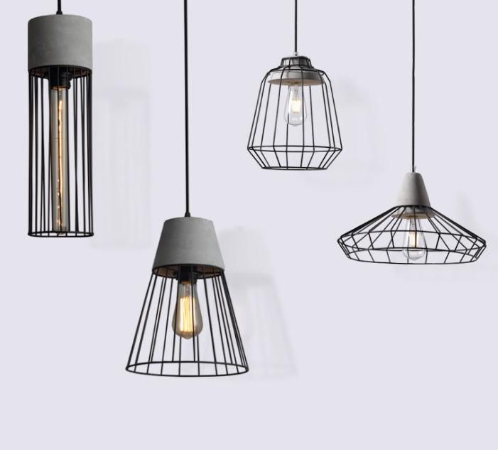 Factory Direct Sale Simple Industrial Retro Creative Iron Wire Cement Pendant Light