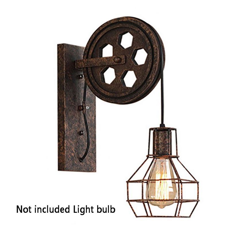 Corridor Living Room E27 Restaurant Rustic Iron Loft Cafe Pulley Wall Lamp (WH-VR-08)