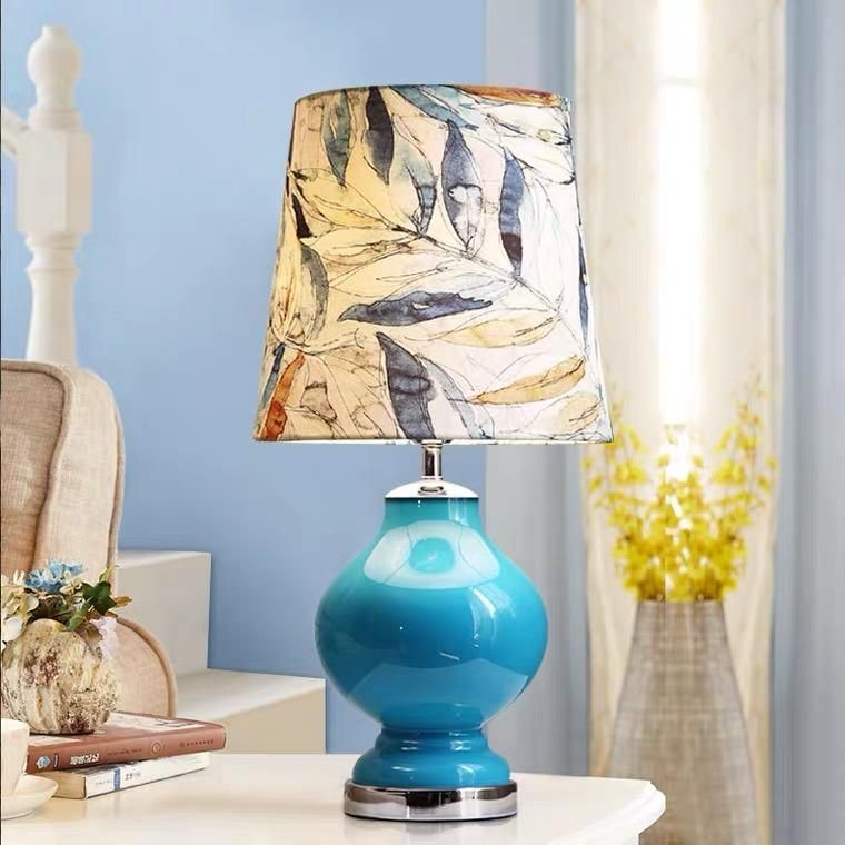 Blue Desk Lamp Bedroom Bedside Simple Modern Creative Personality Mediterranean Bedside Lamp American Living Room Warm Romantic