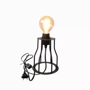 Us Plug Metal Iron Cage LED Desk Lamp with E27/ E26 Socket