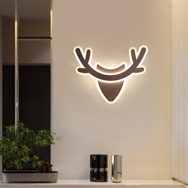 Simple Antlers Animal Design Acrylic Wall Lamp for Bedside Corridor Stair