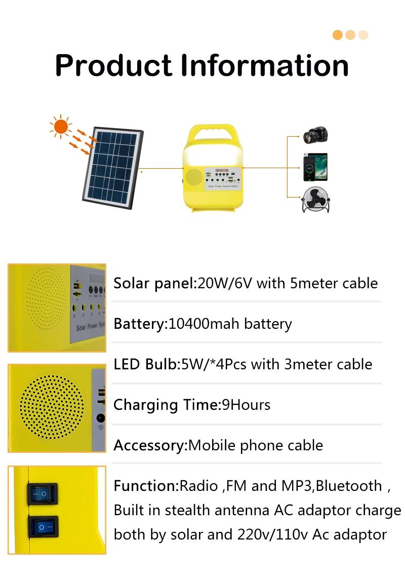 Hot Selling Solar Energy System of Lighting for Home Outdoor Emergency with Radio MP3 Solar Power Station