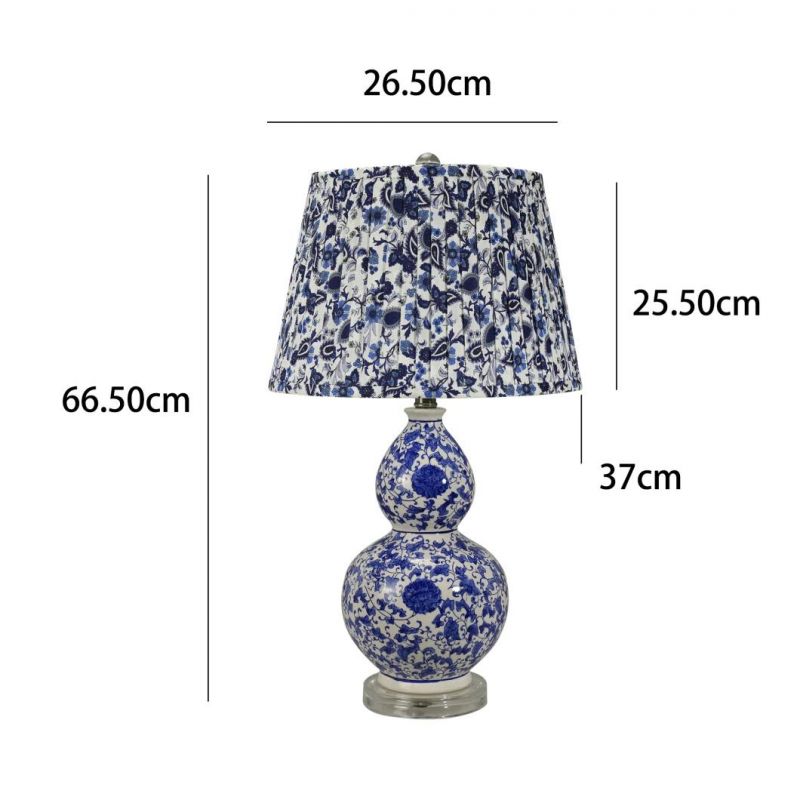 Factory Direct Wholesale Blue Floral Pattern Indoor Lighting Table Lamp Ceramic Lamp Porlain Light