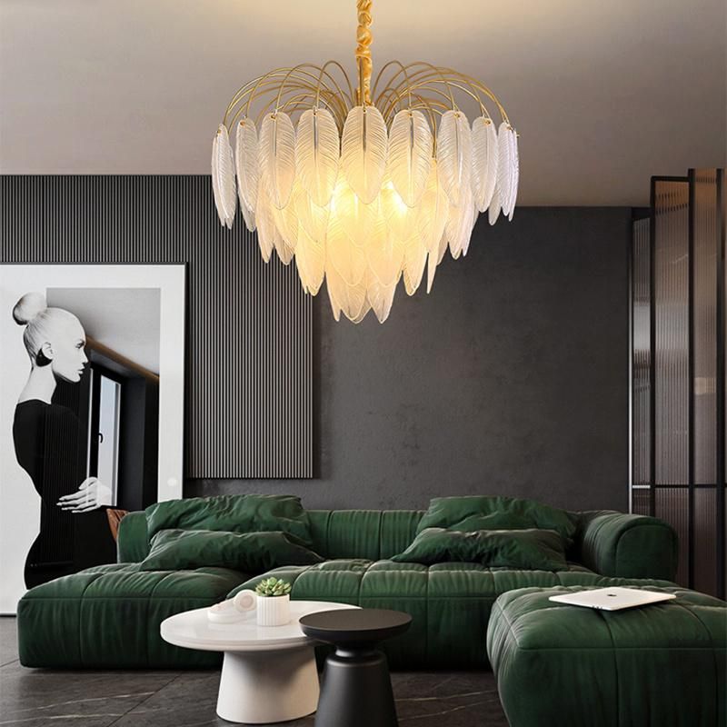 Leaf Shape Crystal Chandelier Bedroom Dining Room Retro Pendant Lamp