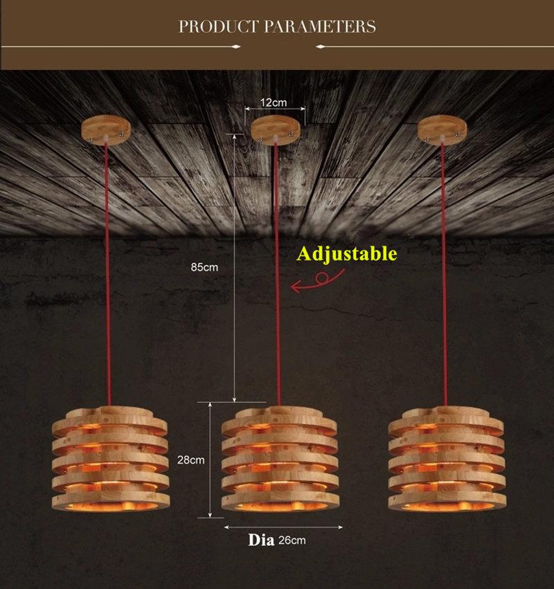 Creative Wood Pendant Light Indoor Dining Room Foyer Home Adornment Pendant Light (WH-WP-44)