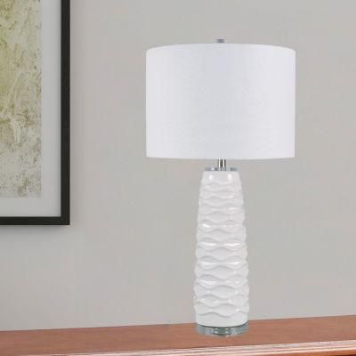 High Quality Hotel White Ceramic Crstal Base Bedside Table Lamp LED Lamp Desk Lamp for Living