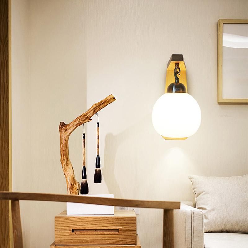 Bedside Wall Lamp Bedroom Living Room Corridor Wood Simple LED Light