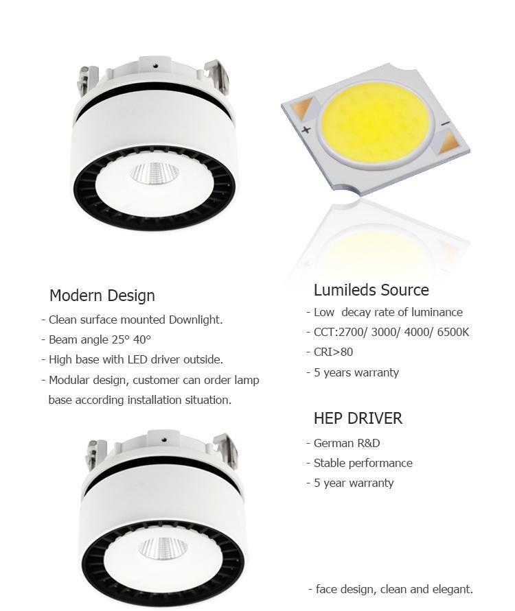 Indoor 25W Cut Size 121mm Recessed Lighting and Round Ceiling Light Adjustedled Panel Light Fixture Downlight