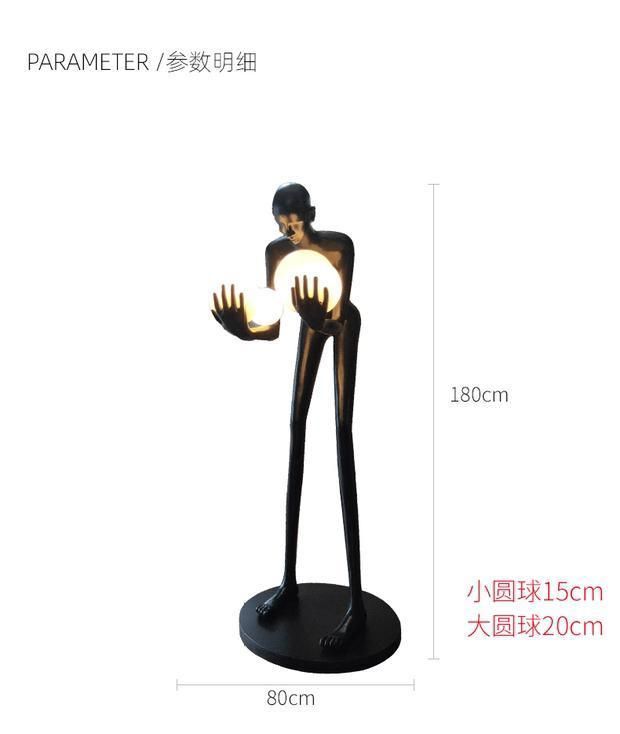 Figure Holding Ball Large Sculpture Garden Ornaments Landscape Decoration Crafts Floor Lamp Exhibition Hall Hotel Sales Office