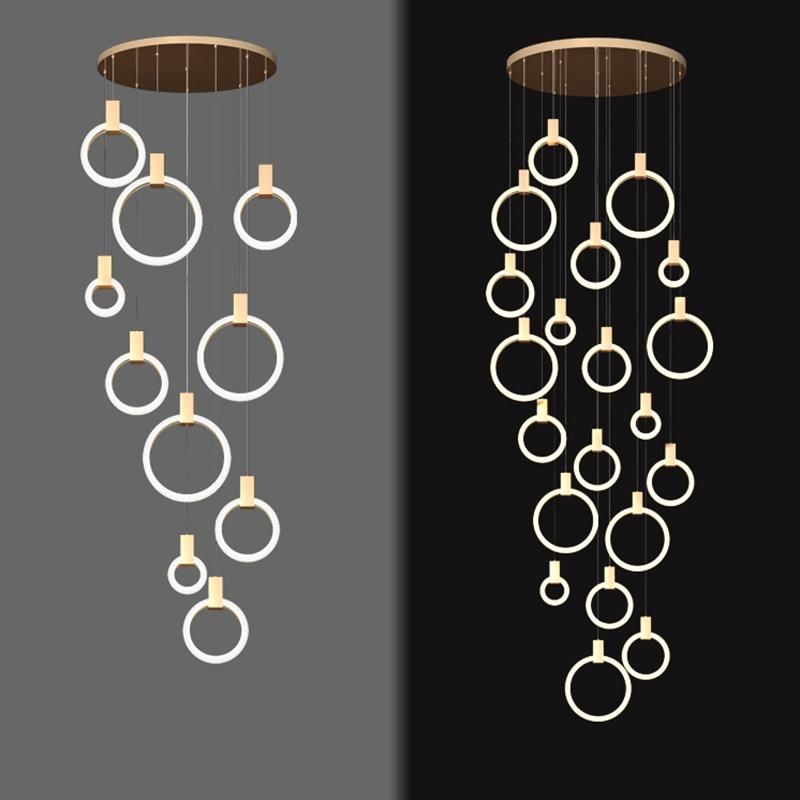 Creative Circular Crystal Chandelier restaurant Hotel Bedroom Pendant Lamp Light