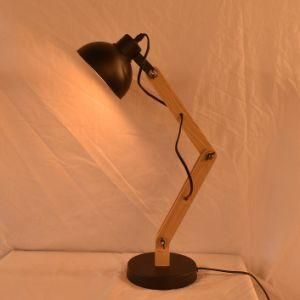 New Modern Natural Wooden Swing Arm China Flexible Designer Office Desk Lamp-Black