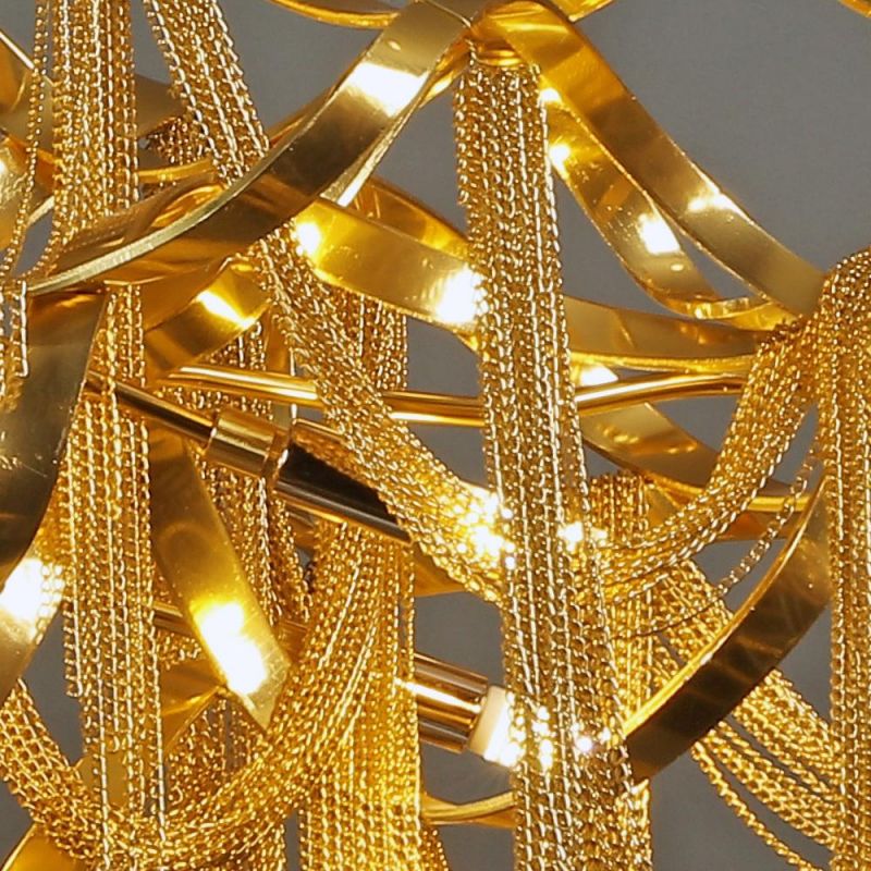 2022 Rectangular Golden Tassel Aluminum Chain Nordic Postmodern Restaurant Chandelier