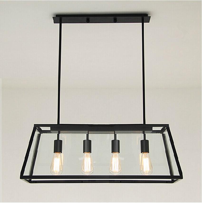 Loft Rectangle Pendant Lights with Glass Lampshade Vintage Pendant Lamp Fixtures (WH-VP-22)
