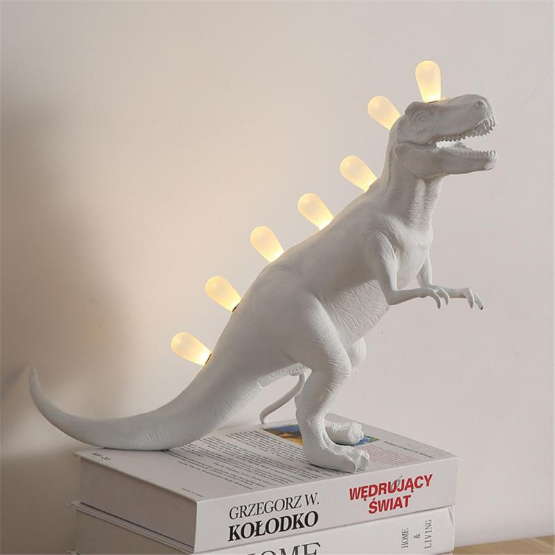 Jurassic Dinosaur Table Lamps for Bedroom Resin Brontosaurus T-Rex LED Desk Lamp Luminaire Home Art Decor Light Fixtures