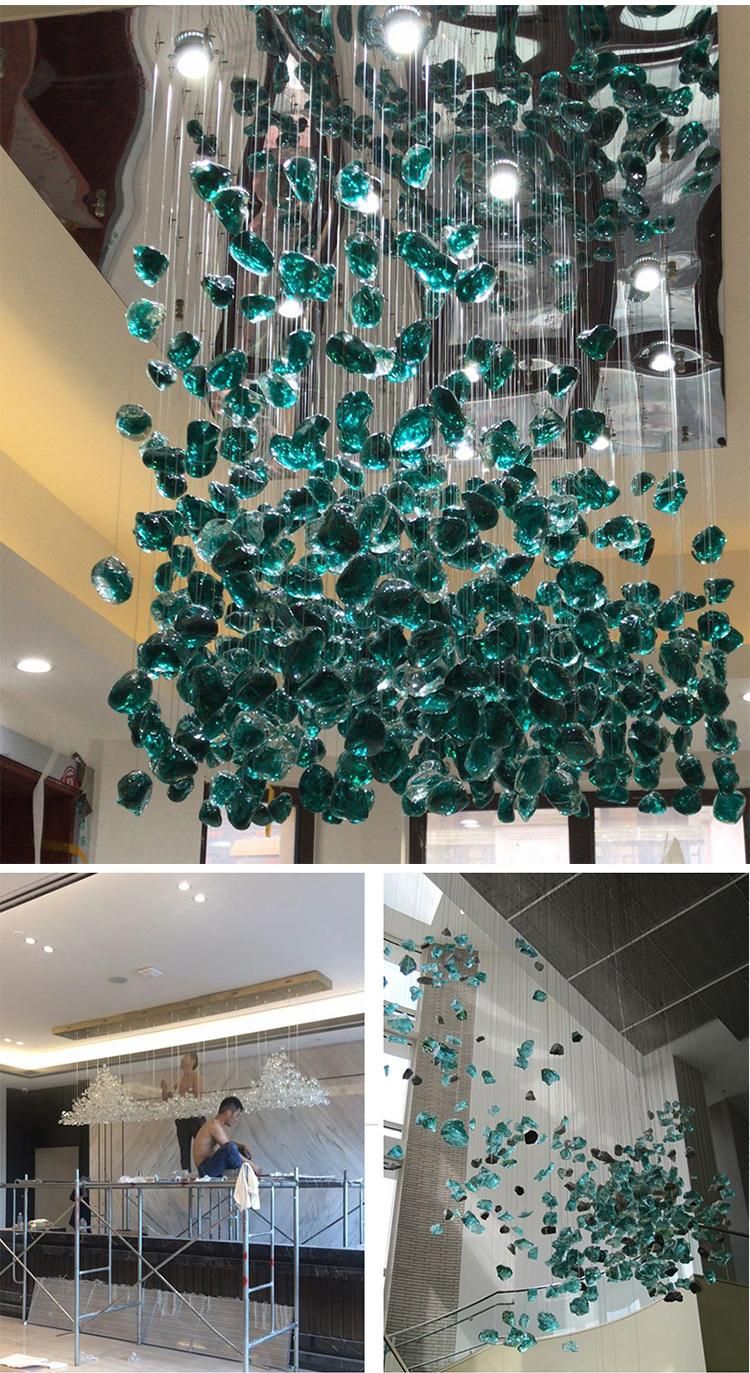 Green Color Crystal Stone Lighting for Hotel Lobby Decorative Hot Selling Customized Decoration Chandelier Pendant Light Restaurant Big Project Lustres Lamp