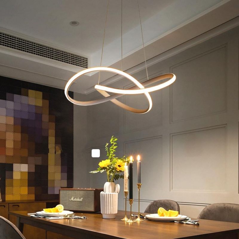 Nordic Style Art Simple Pendant Light Bedroom Hotel LED Unna Artistic Circular Wave Pendant Light (WH-AP-313)
