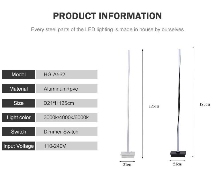 New Design Nordic Interior Lighting Corner Stand Modern Curved LED Floor Lamp