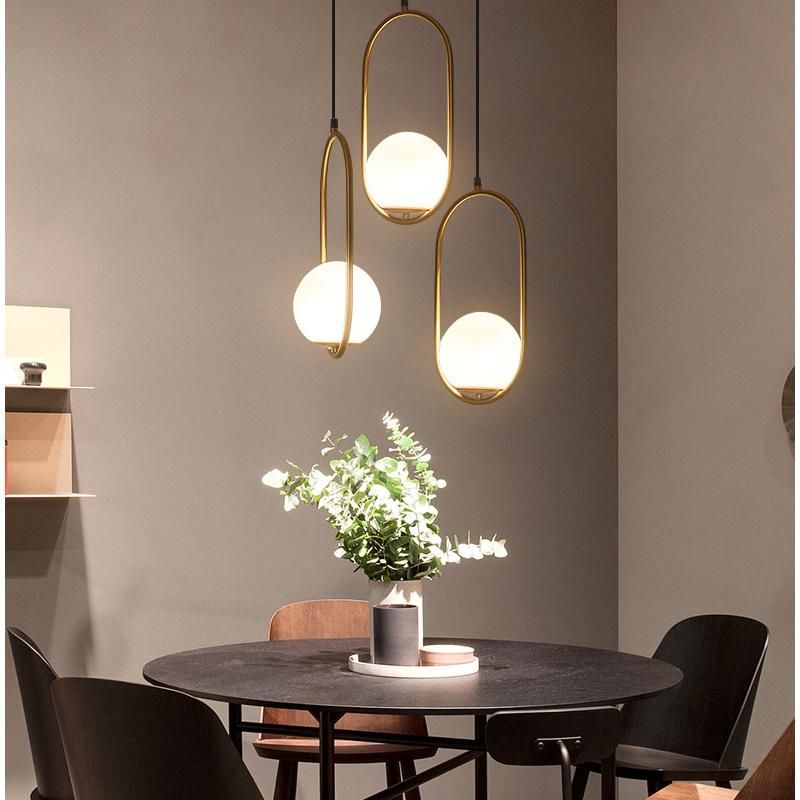 Nordic Glass Ball Pendant Light Gold Modern LED Chandelier Hanging Lamp