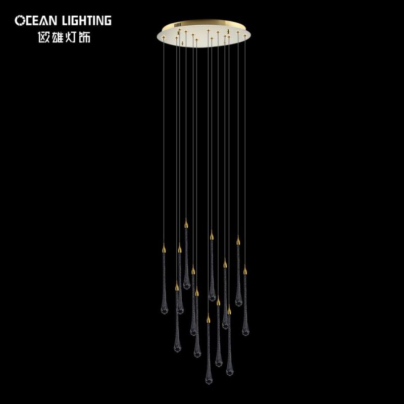 Indoor Water Drop Warm Lighting 3000K Metal Crystal 13*3W Chandelier