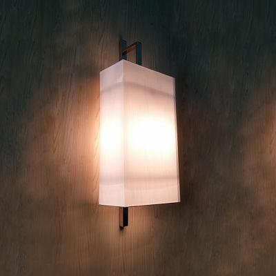 off White Fabric Inter Opal Galss Shade Wall Lamp.