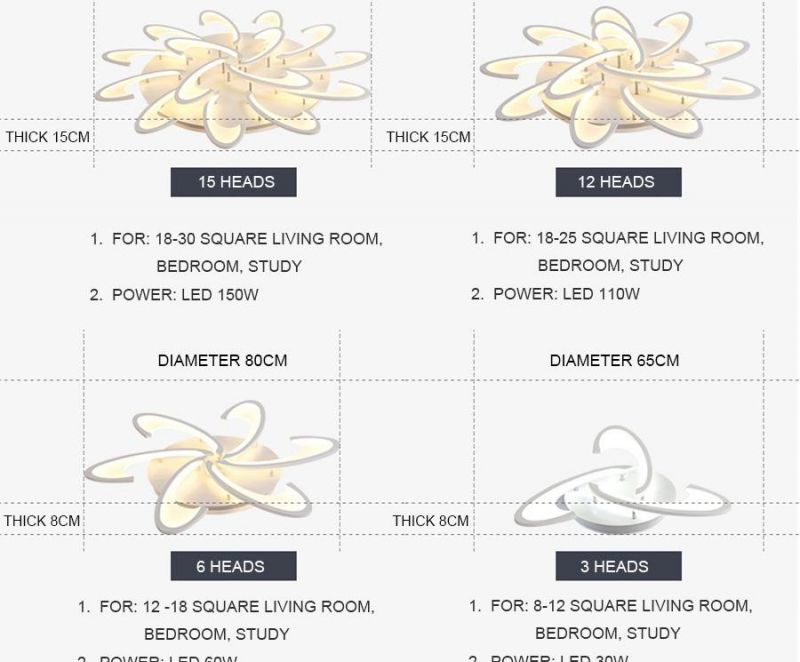 Bright Acrylic Ceiling Light with Remote Controller for Living Room Bedroom Lighting Fixtures (WH-MA-52)