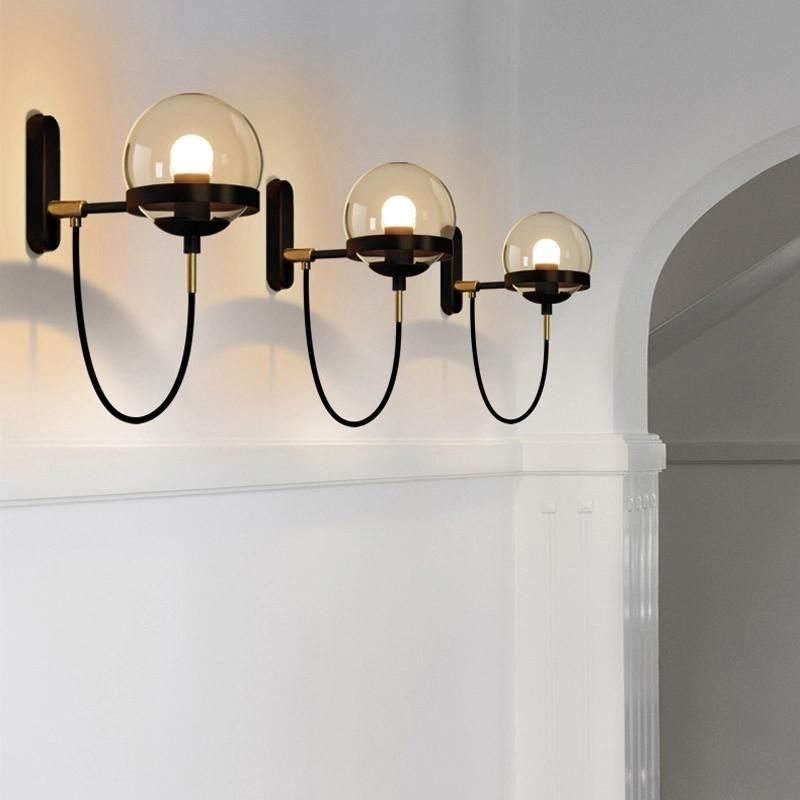 Industrial Wind Wall Lamp Retro Iron Hotel Corridor Bedside Glass Ball Wall Light