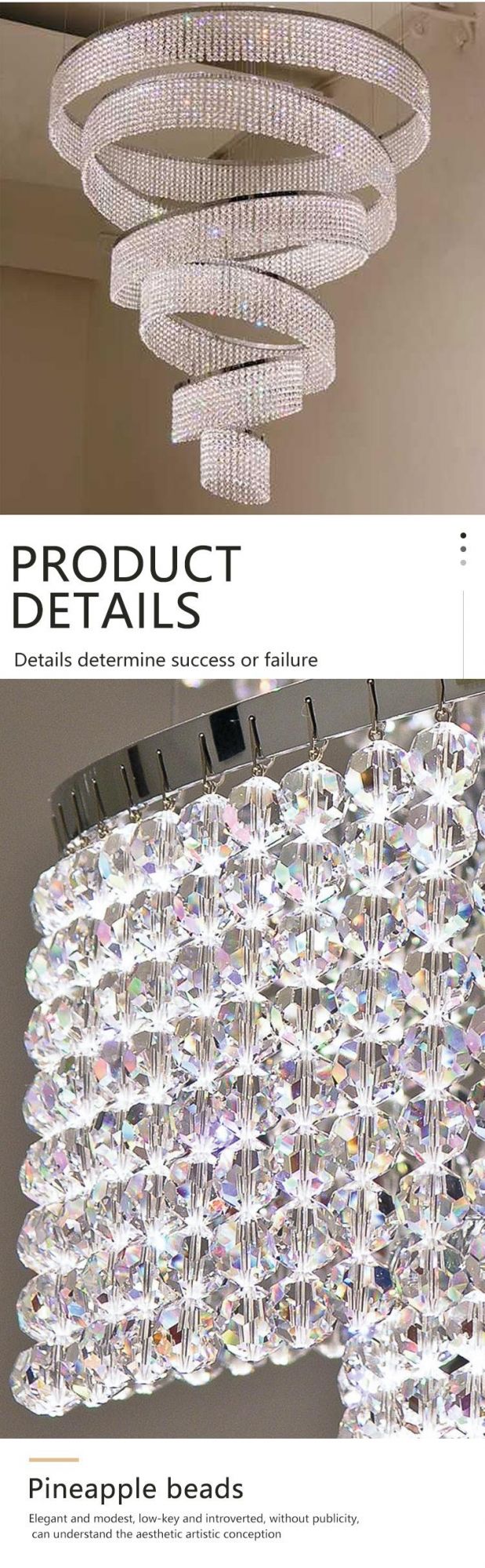 New Listed Decorative Show Room Hotel Lobby Crystal Modern Luxury Custom Chandelier Light
