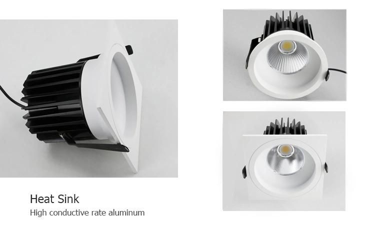 25W 3000K 4000K 6500K 0-10V Dimmable Fixed LED Lighting Fixture Recessed Round LED Downlight
