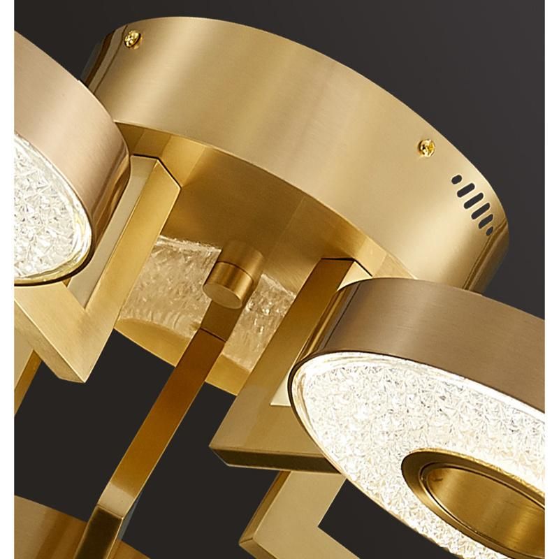 Modern Simple Copper Ceiling Light LED Living Room Lamp Luxury Crystal Dining Room Light