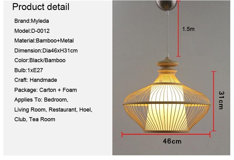 Modern Bamboo LED Chandelier Pendant Lamp for Hotel Lobby, Restaurant, Coffee Club