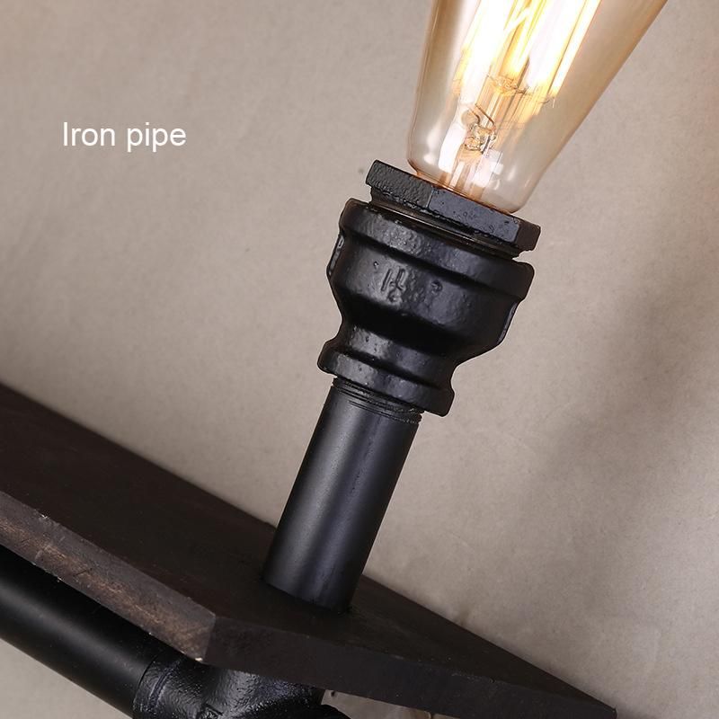 Vintage Wall Light Bar Living Room Study Bedside Light Wood Bookshelf Art Water Pipe Bed Side Wall Lamp (WH-VR-46)