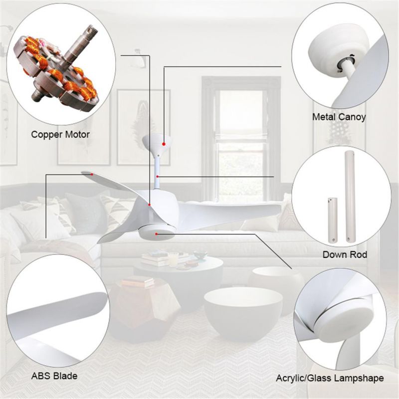 Hot Sale Amazon Top Seller 360 Degrees Rotating 3 Colours LED Light DC Ceiling Fan Light