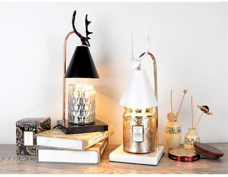 European Deer Horn Decoration Modern Dali Paraffin Melted Burner Lamp Fragrance Melting Wax Candle Warm Lamp Aromatherapy Lamp