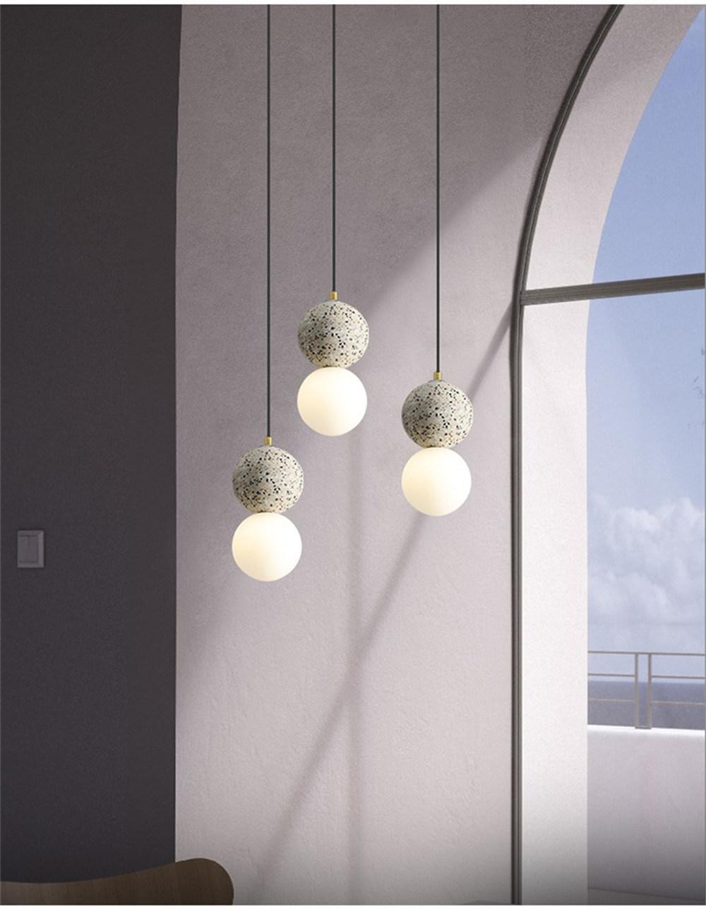 Modern Marble Pendant Lights Industrial Bedroom Bedside Lamp Cafe Restaurant Bar LED Hanging Lights Glass Ball Hanglamp