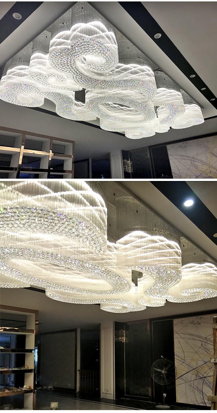Modern Luxury Hotel Villa Club Project Custom Large Glass Stair Chandelier Ceiling Lamp