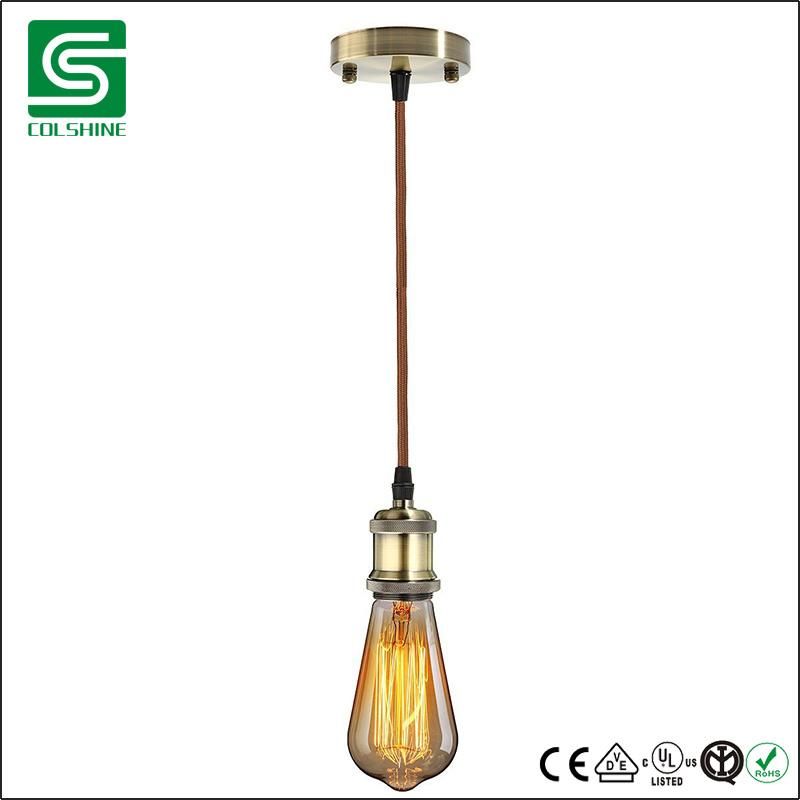 Industrial Pendant Light Kit E26 E27 Base Edison Vintage Style Black Cord Hanging Light Fixture for Kitchen Bedroom Home Corridor Studio Office