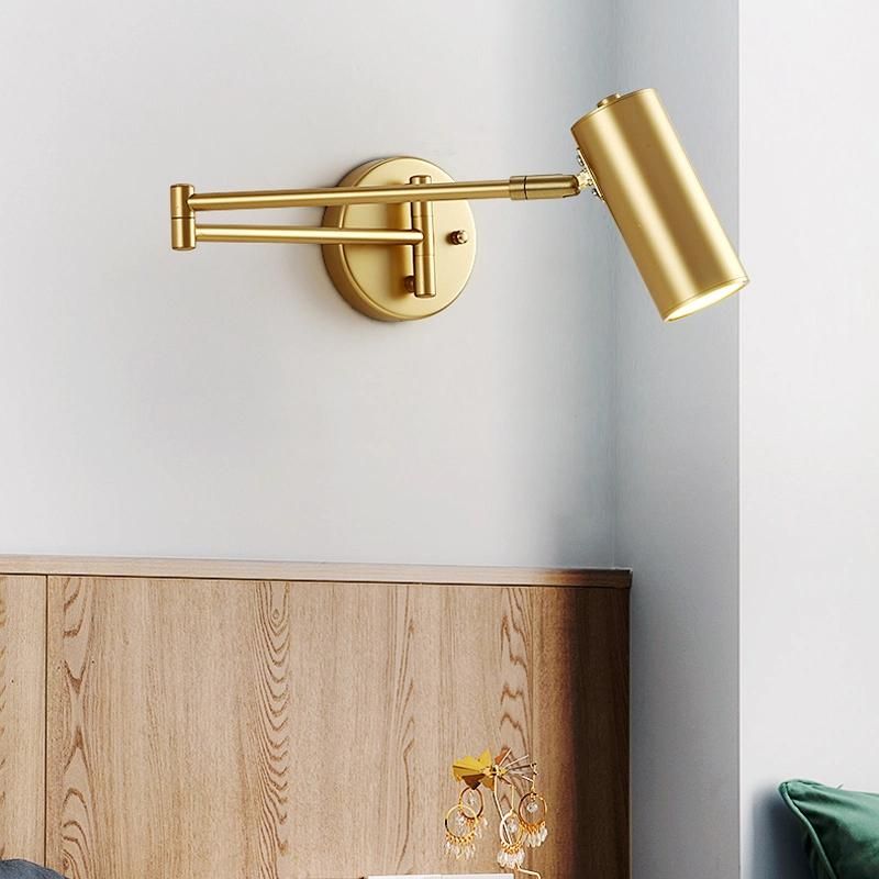 Bedroom Bedside Reading Light Modern Study Folding Telescopic Rocker Arm Wall Lamp