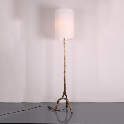 Metal Body and White Fabric Shade Floor Lamp