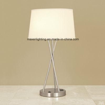 Modern Steel Table Lamp with Fabric Shade