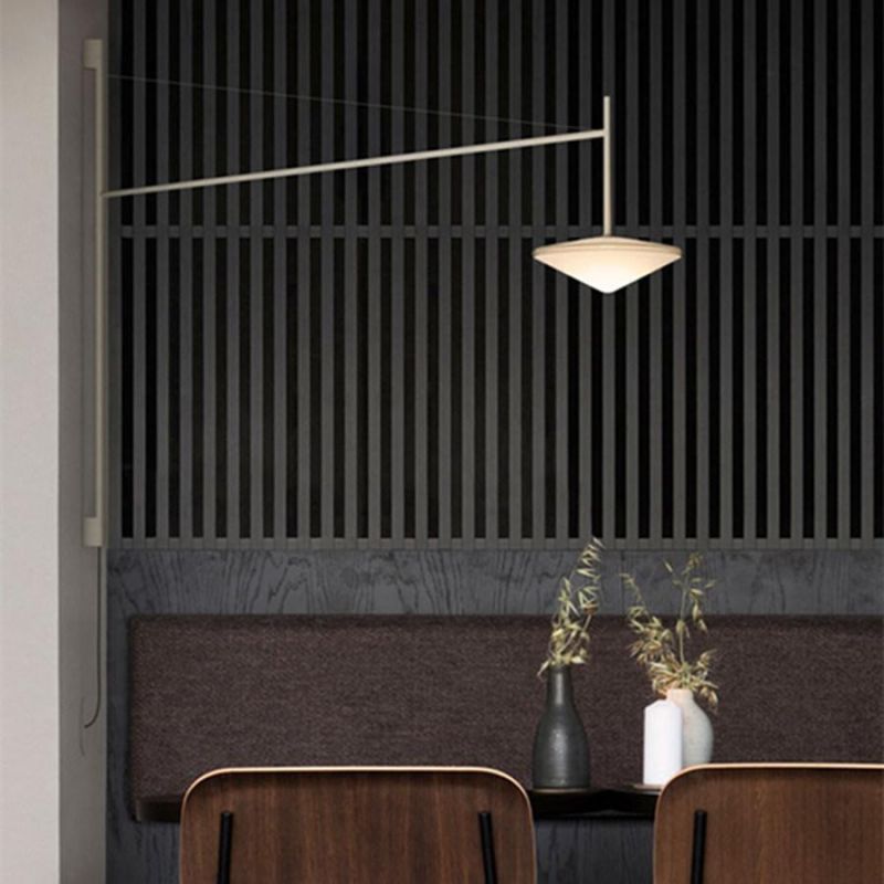 Nordic Glass Wall Light Designer Minimalist Black Arm Adjustable Villa Hall Background Restaurant Wall Lamp (WH-AP-151)