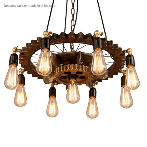 Retro Gear Chandelier Industrial Rustry Iron Pendant Lamp