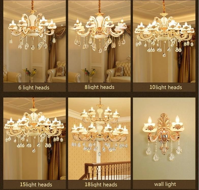 Pure Copper Chandelier LED Pendant Lighting with Glass Lampshade Zf-Cl-026