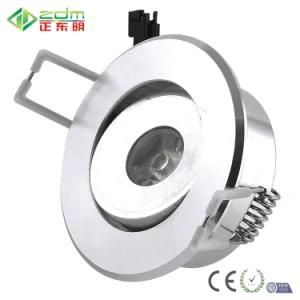 1*1W 60~80lm Recessed LED Ceiling Down Light Adjustable Angle