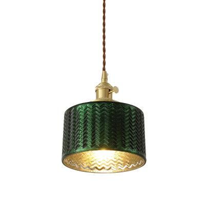 LED Simple Green Brass Glass Art Elegant Decorative Light Chandelier
