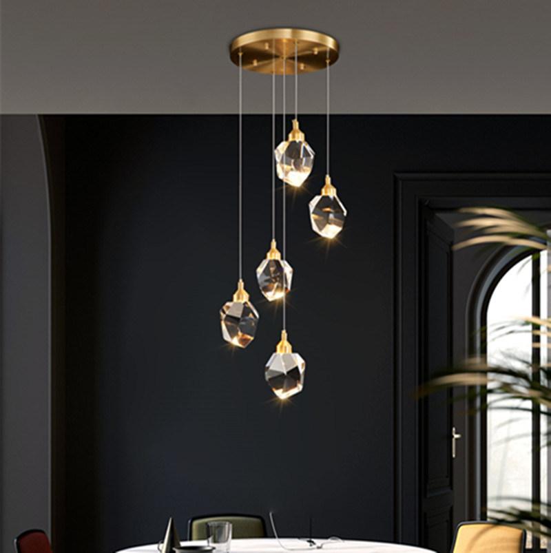 Nordic Pendant Lamps Design Diamond Long Wire Light LED Pendant Lights Decoration Stairs Suspended Lights (WH-AP-119)