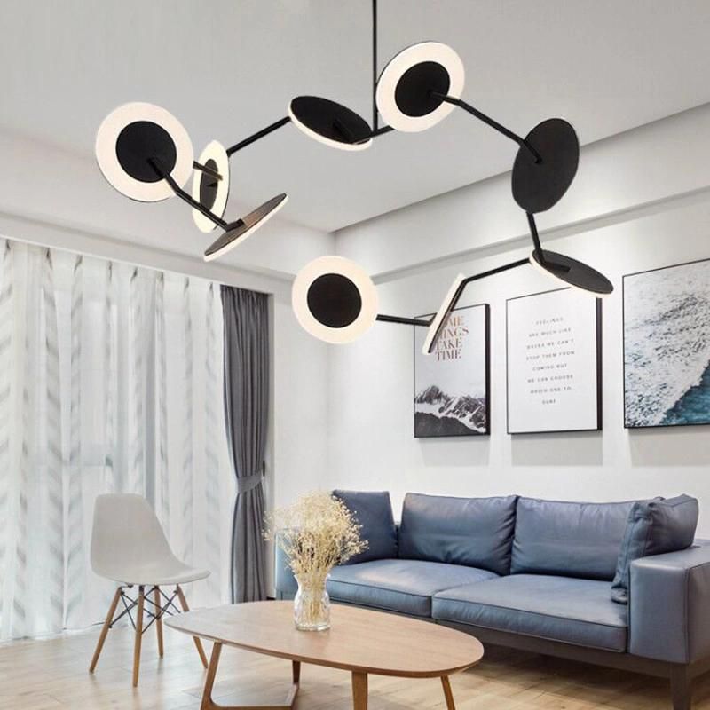 Modern Black Metal Geometry Linear Pendant Lamp