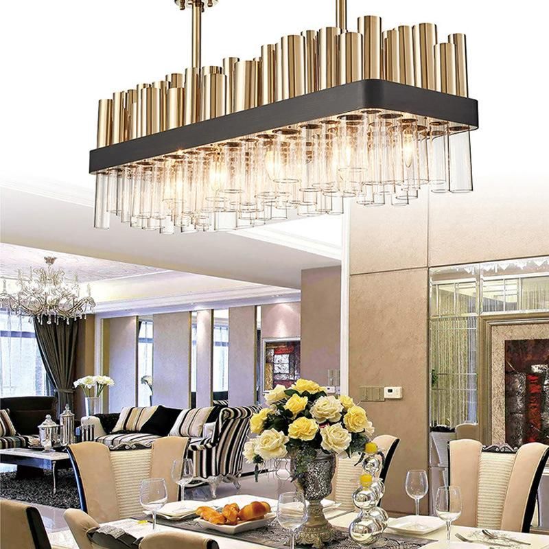 Postmodern Luxury Fashion Glass Titanium Stainless Steel Restaurant Chandelier