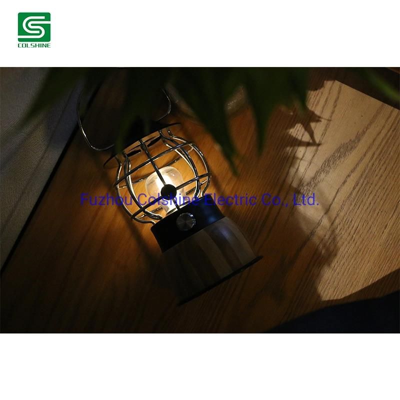 Vintage Rechargeable LED Bamboo Table Lamp with USB Powerbank