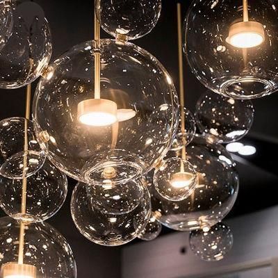 Modern Simple Hotel Decorative Clear Glass Ball LED Pendant Lamp